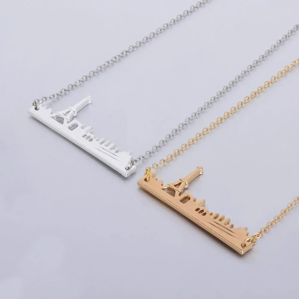 About 48*20mm City Necklace City Pendant Minimalist Necklace Jewelry visitors necklace Skyline Pendant Necklace Paris lover gift