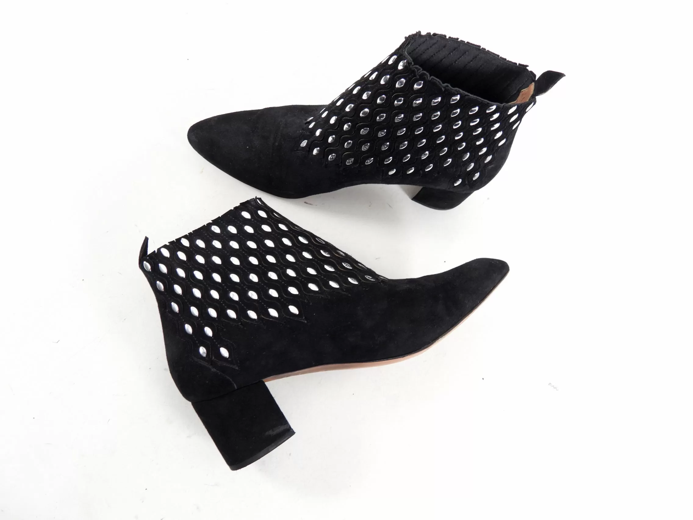 Alaia Black Suede Stud Ankle Boot - 38 / 7