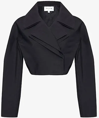 ALAÏA Double-breasted cropped woven jacket