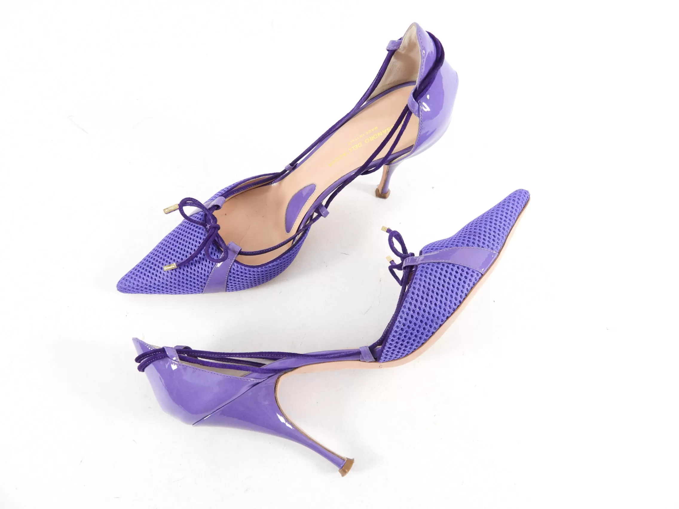 Alessandro dell Acqua Purple Mesh Pointed Kitten Heel Pumps - 39