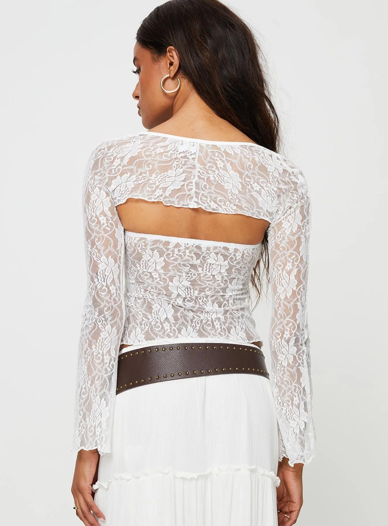 Alyda Long Sleeve Lace Top White