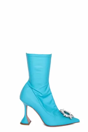 Amina Muaddi Size 38 Crystal Begum Latex Ankle Boots