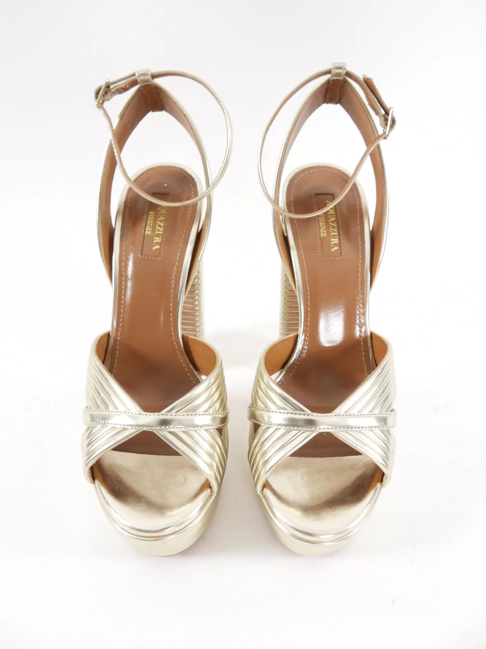 Aquazzura Gold Sundance 140 Platform Heels - 38