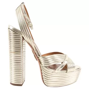 Aquazzura Gold Sundance 140 Platform Heels - 38