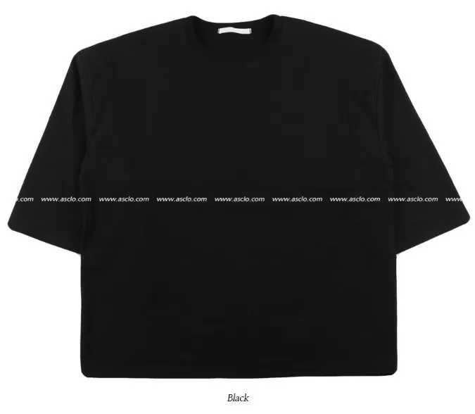 ASCLO  |Crew Neck Unisex Linen Cropped Plain Cotton