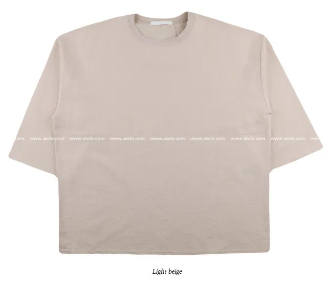 ASCLO  |Crew Neck Unisex Linen Cropped Plain Cotton