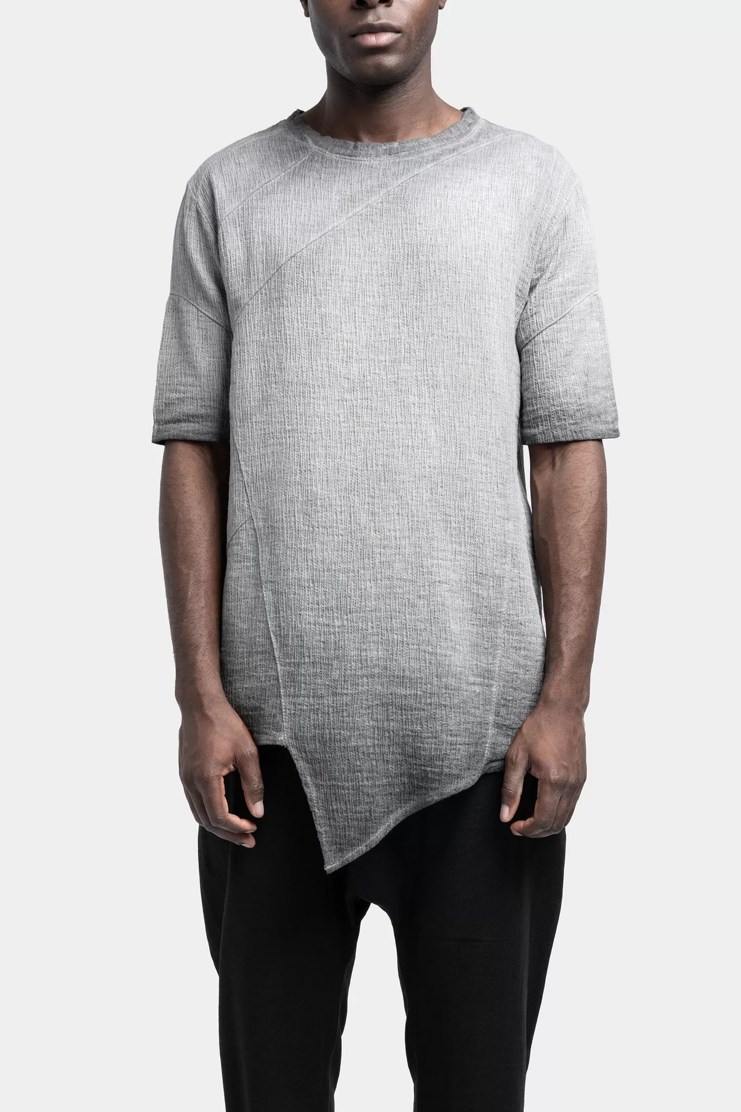 Asymmetrical cotton t-shirt, Cold dyed grey