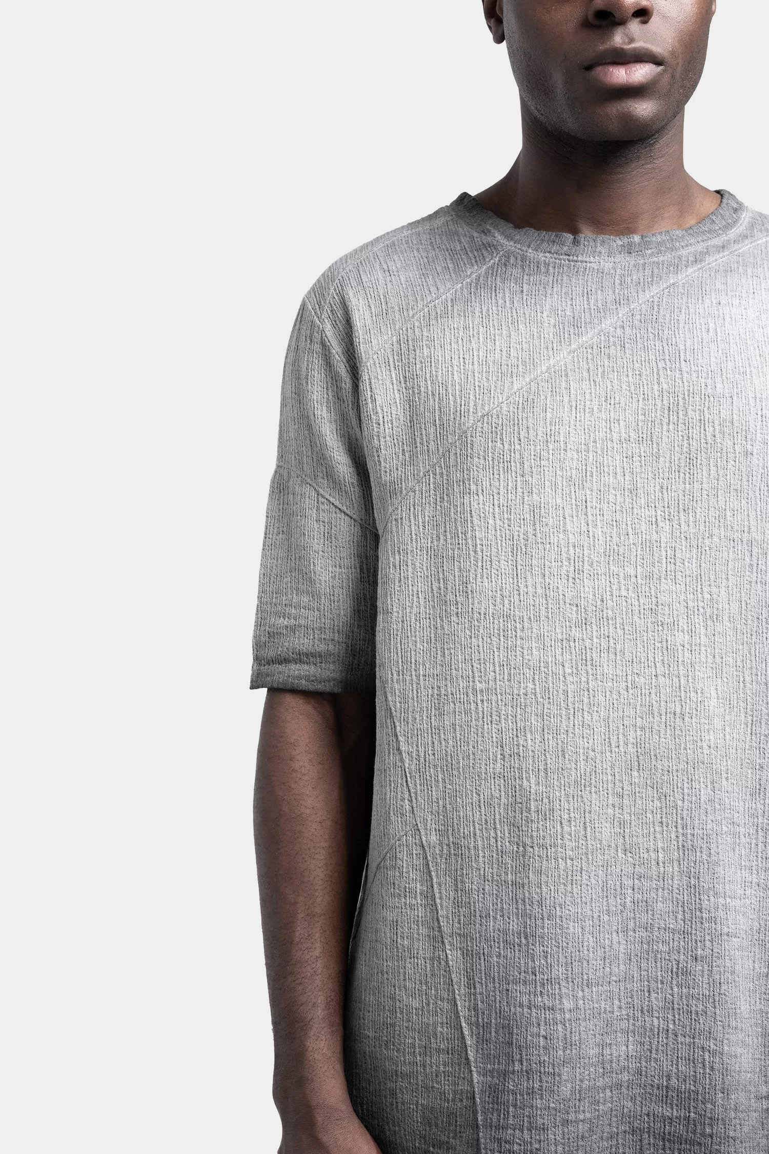 Asymmetrical cotton t-shirt, Cold dyed grey