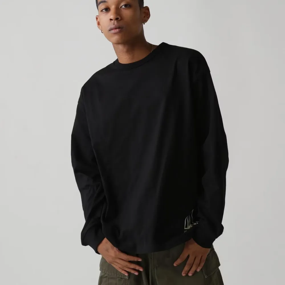 AVIREX  |Crew Neck Street Style Long Sleeves Plain Cotton Oversized