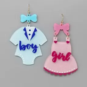 Baby Shower Bodysuit Dress Dangle Earrings