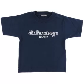 Balenciaga Kids Navy Logo T Shirt - 2Y