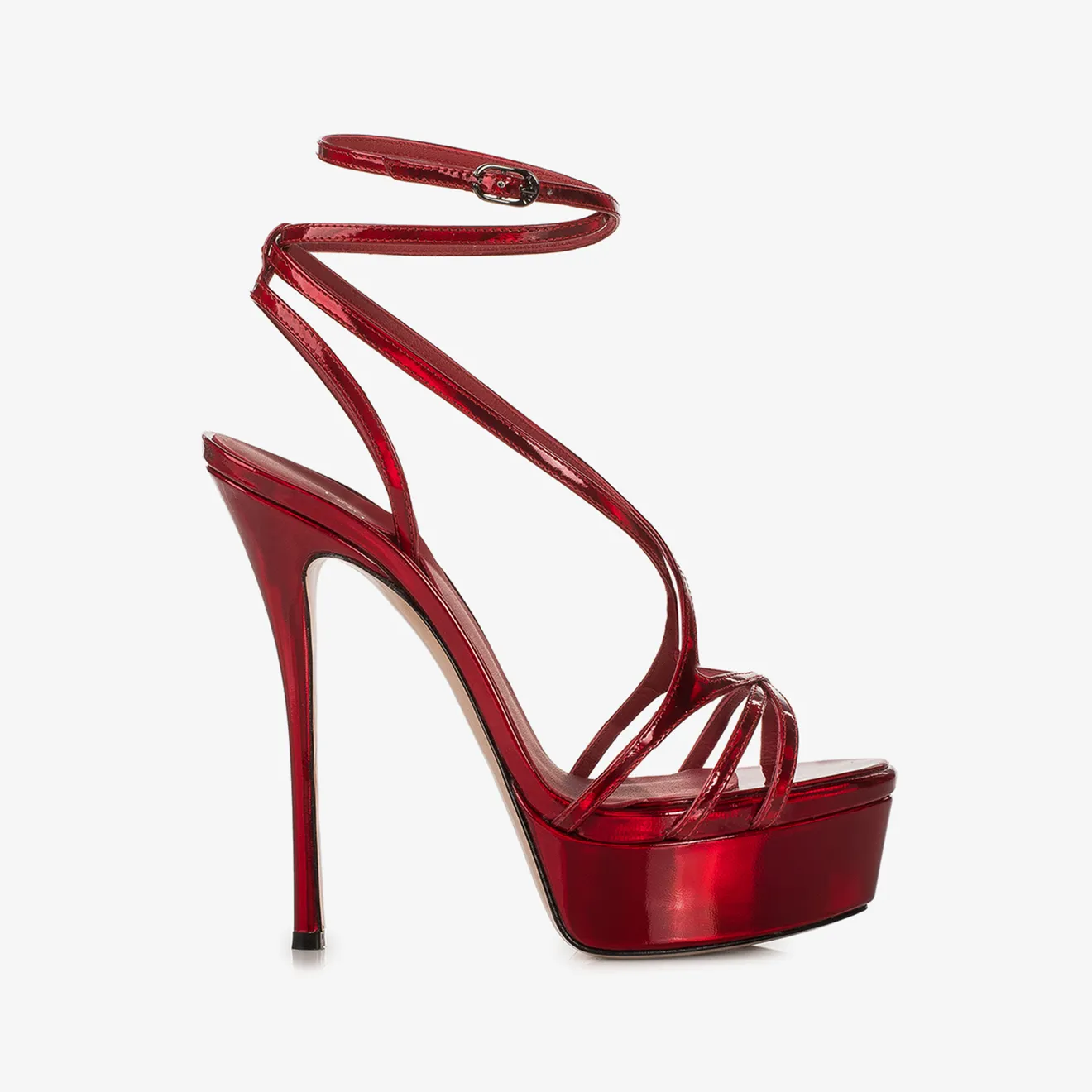 BELEN SANDAL 140 mm Rebel red iridescent platform sandal