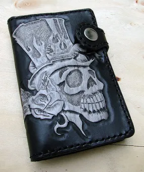 Biker-style wallet with skull