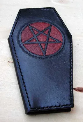 Biker wallet style coffin with pentagram