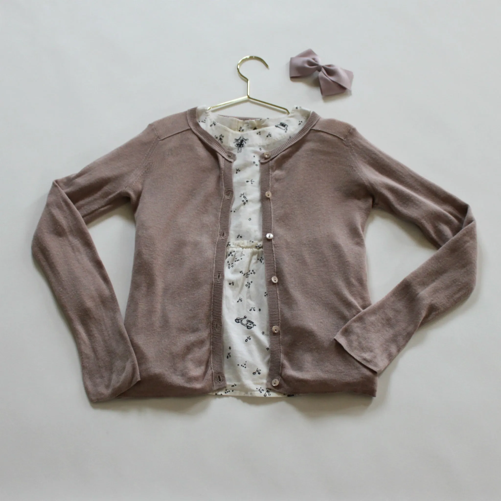 Bonpoint Dusty Pink Lightweight Cotton Cardigan