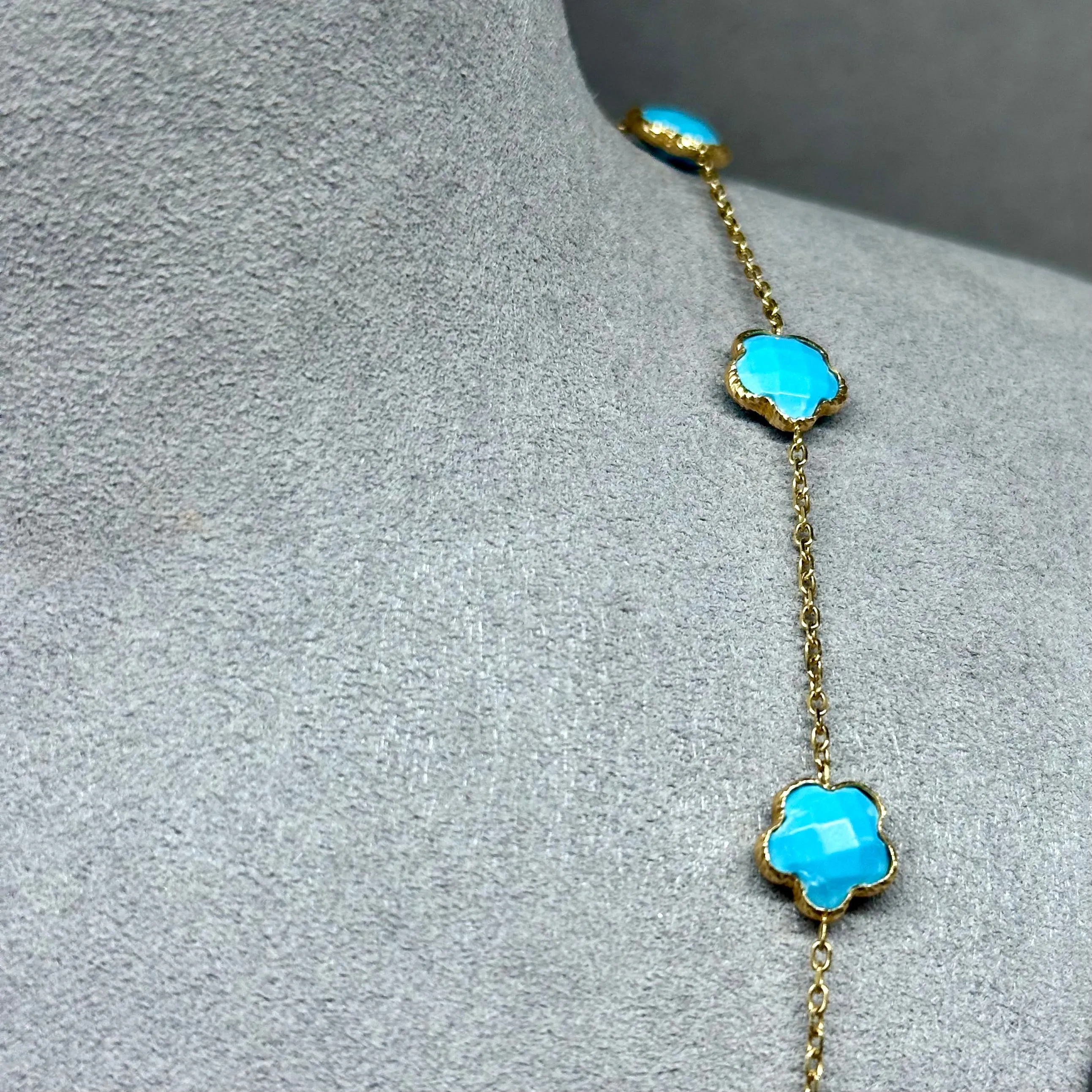 Camille - 23 Clover Turquoise 14kt Necklace