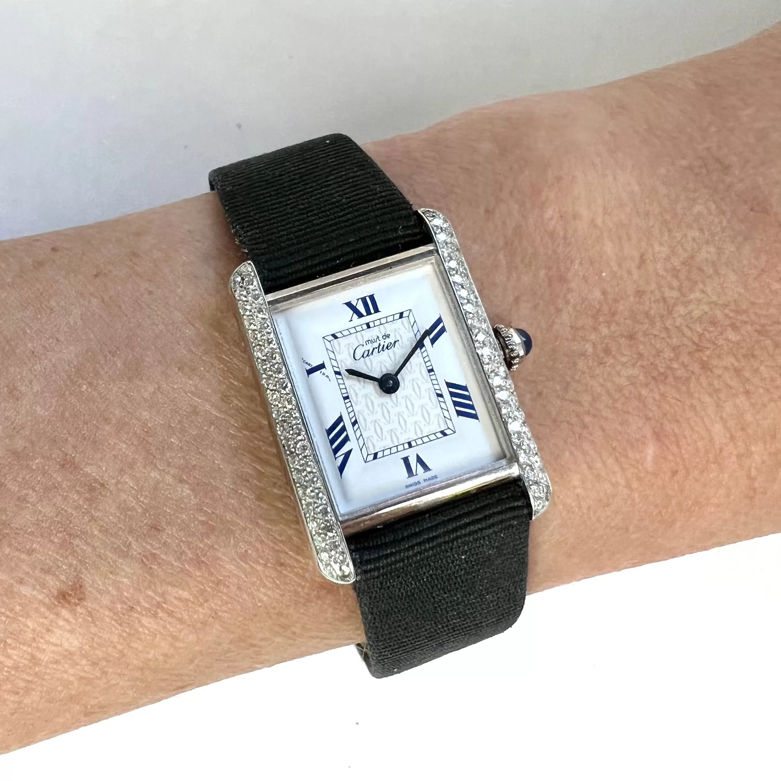 CARTIER TANK 22mm Silver ~.5TCW Diamond Watch