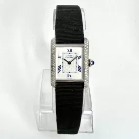 CARTIER TANK 22mm Silver ~.5TCW Diamond Watch