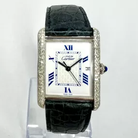 CARTIER TANK 25mm Silver 0.80TCW Diamond Watch