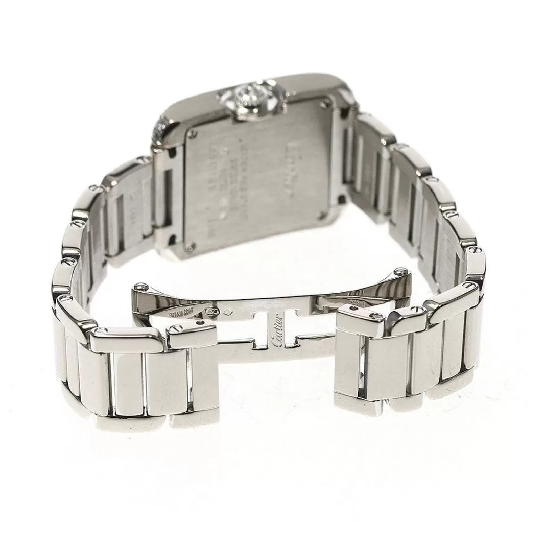 CARTIER TANK ANGLAISE Quartz 23mm Steel ~1+TCW DIAMOND Watch