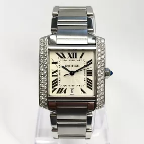 CARTIER TANK FRANCAISE Automatic 28mm Steel 0.85TCW DIAMOND Watch