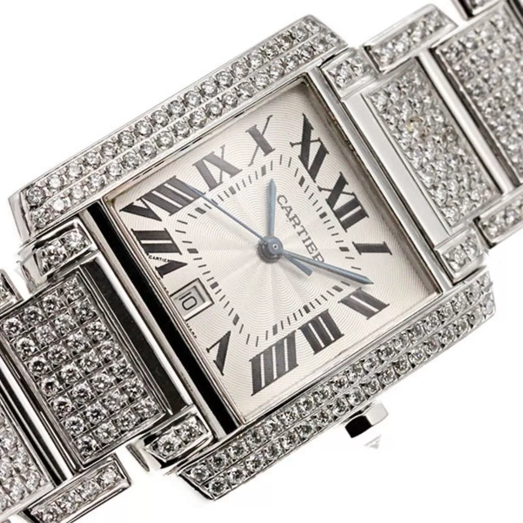 CARTIER TANK FRANCAISE Automatic 28mm Steel Full DIAMOND Watch