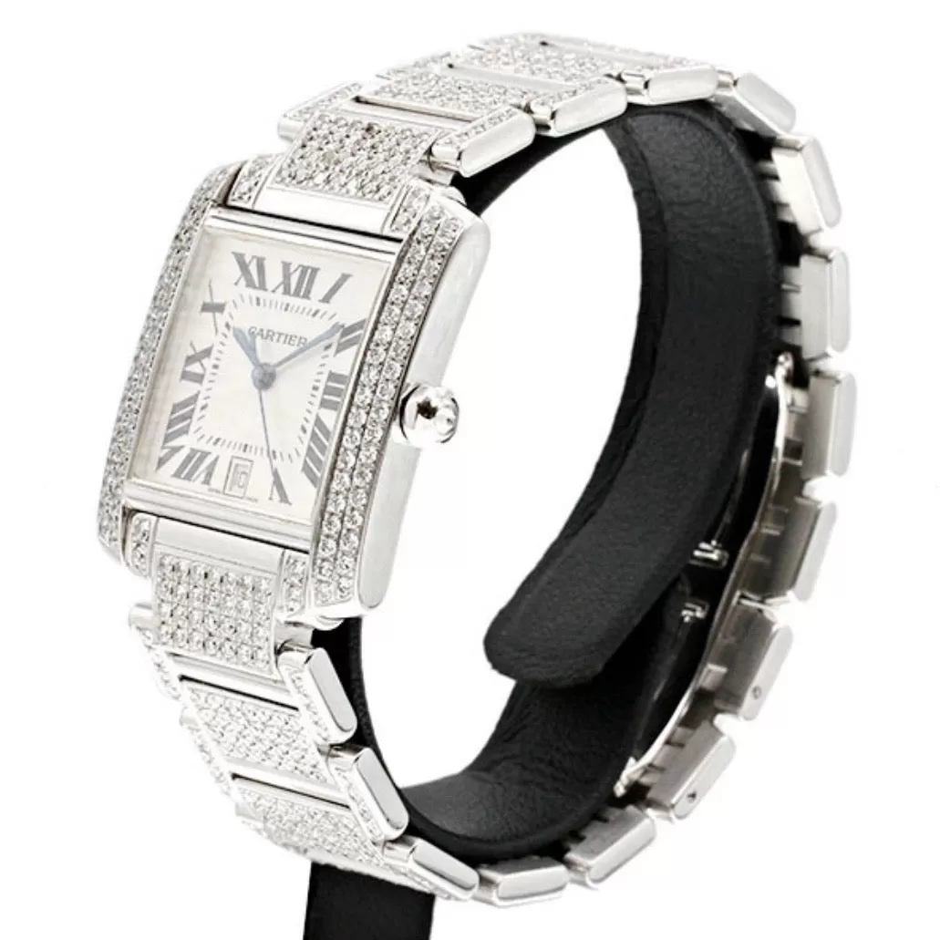 CARTIER TANK FRANCAISE Automatic 28mm Steel Full DIAMOND Watch