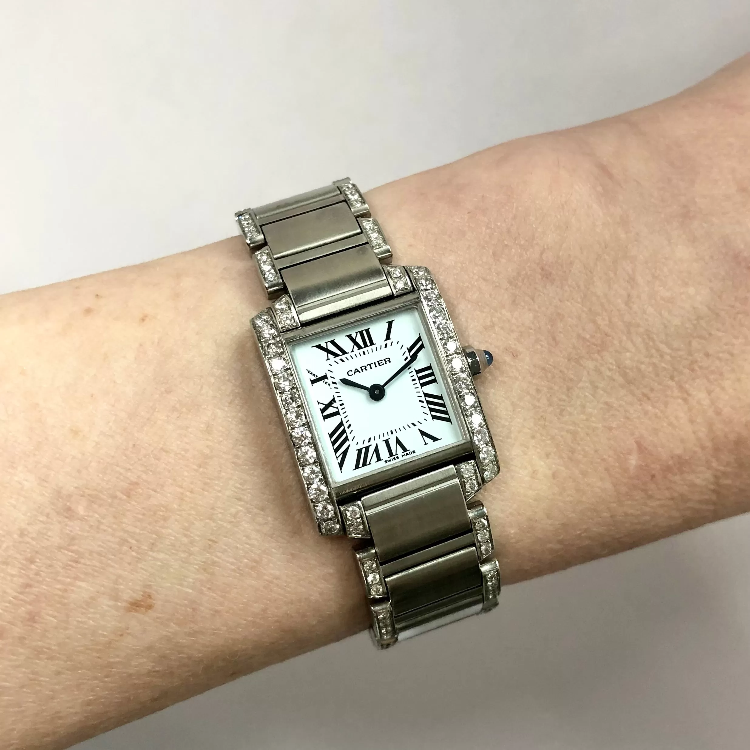 CARTIER TANK FRANCAISE Quartz 20mm Steel 1.88TCW DIAMOND Watch