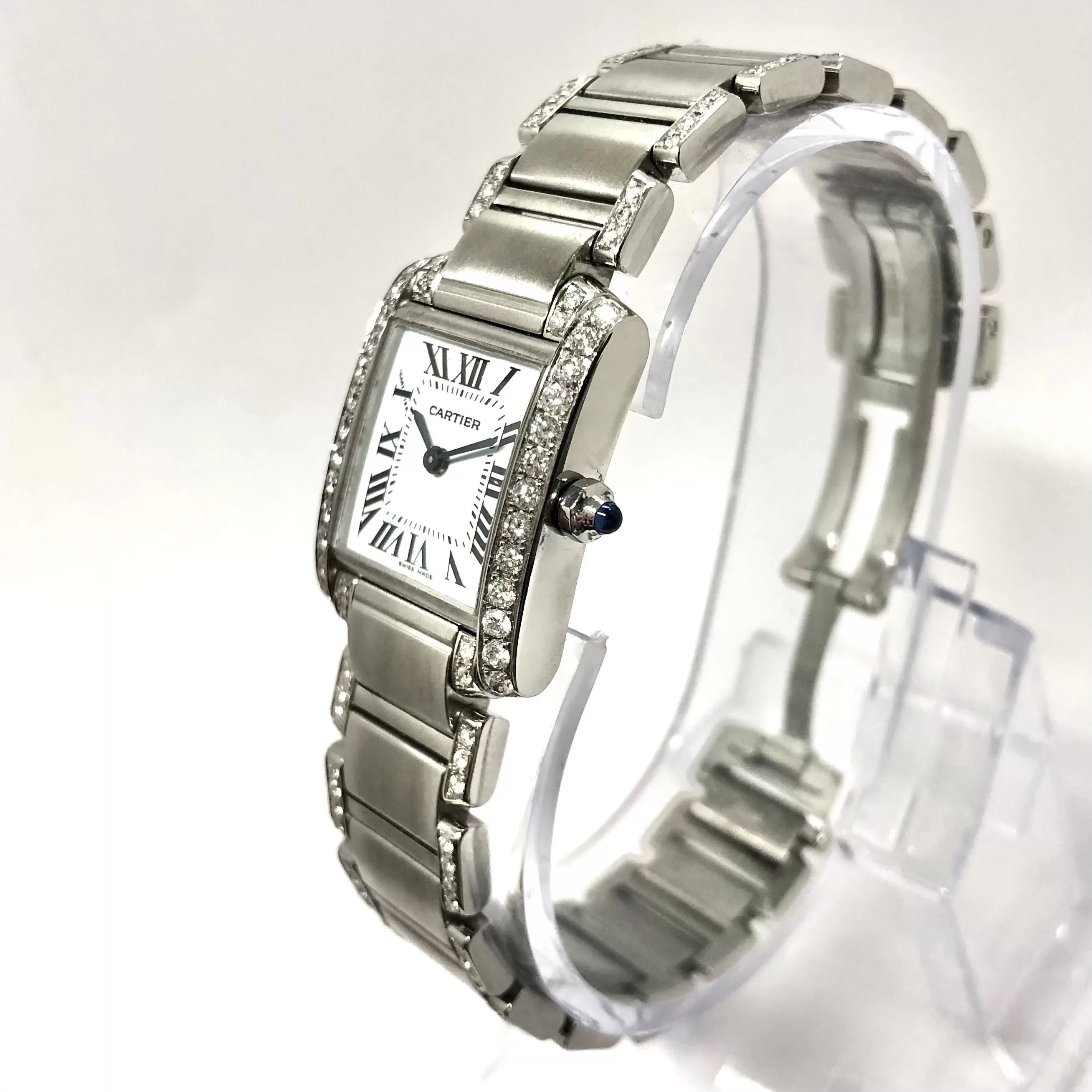 CARTIER TANK FRANCAISE Quartz 20mm Steel 1.88TCW DIAMOND Watch