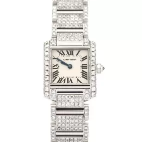 CARTIER TANK FRANCAISE Quartz 20mm Steel 6.11TCW Full DIAMOND Watch