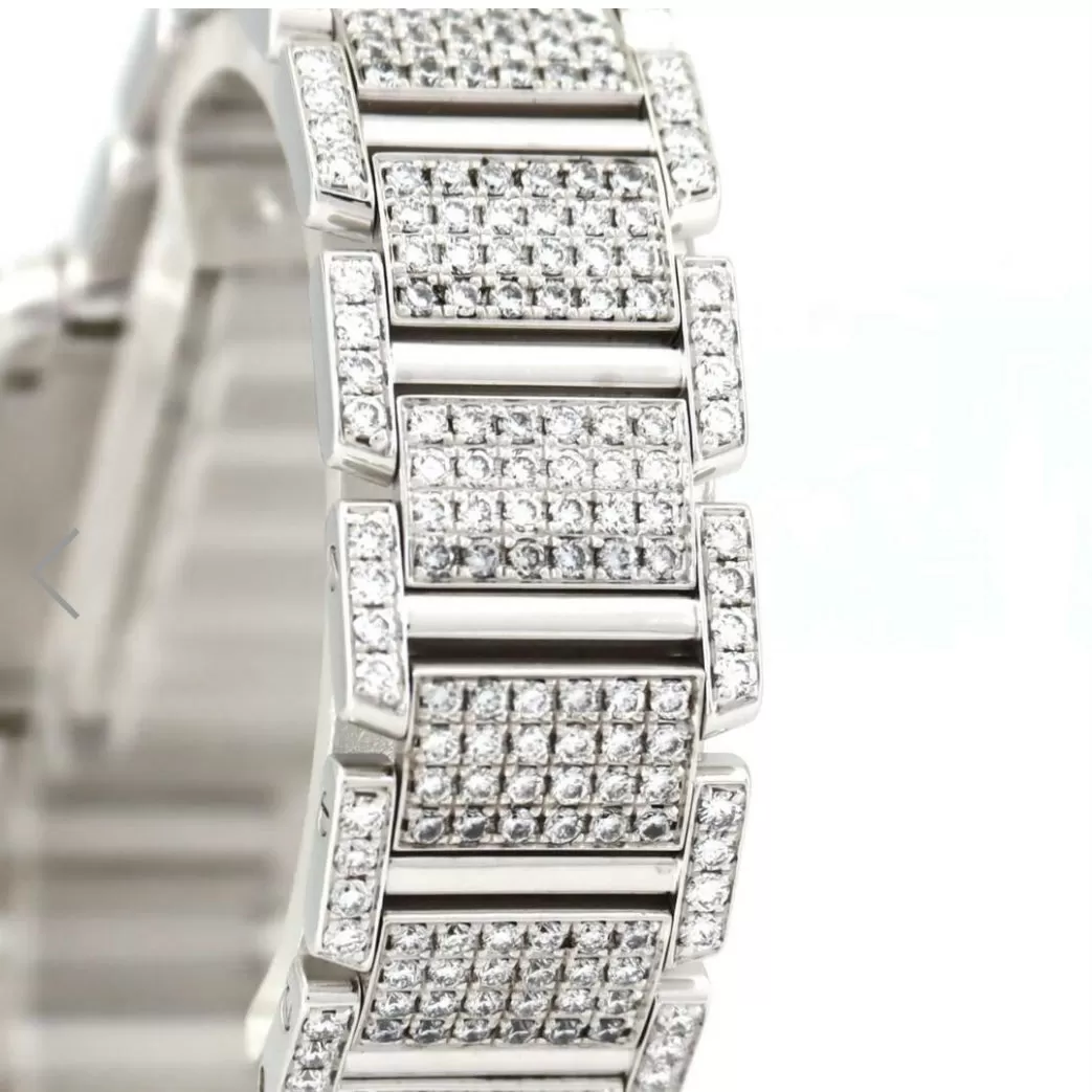 CARTIER TANK FRANCAISE Quartz 20mm Steel 6.11TCW Full DIAMOND Watch