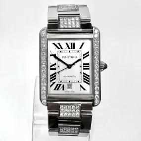 CARTIER TANK SOLO 3800 Automatic 31mm Steel 3.48TCW DIAMOND Watch