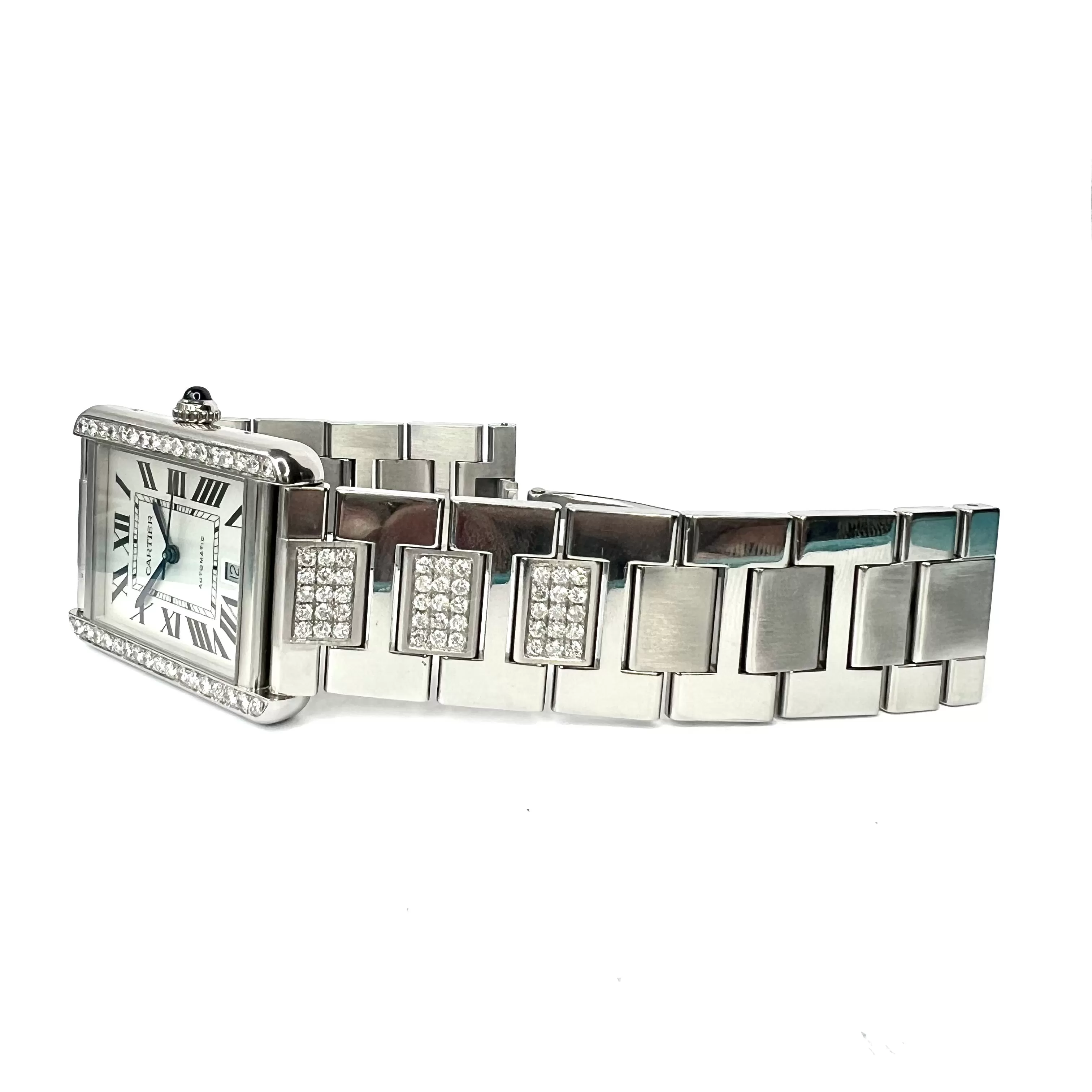 CARTIER TANK SOLO 3800 Automatic 31mm Steel 3.48TCW DIAMOND Watch