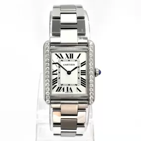 CARTIER TANK SOLO Quartz 24mm Steel 0.63TCW DIAMOND Watch