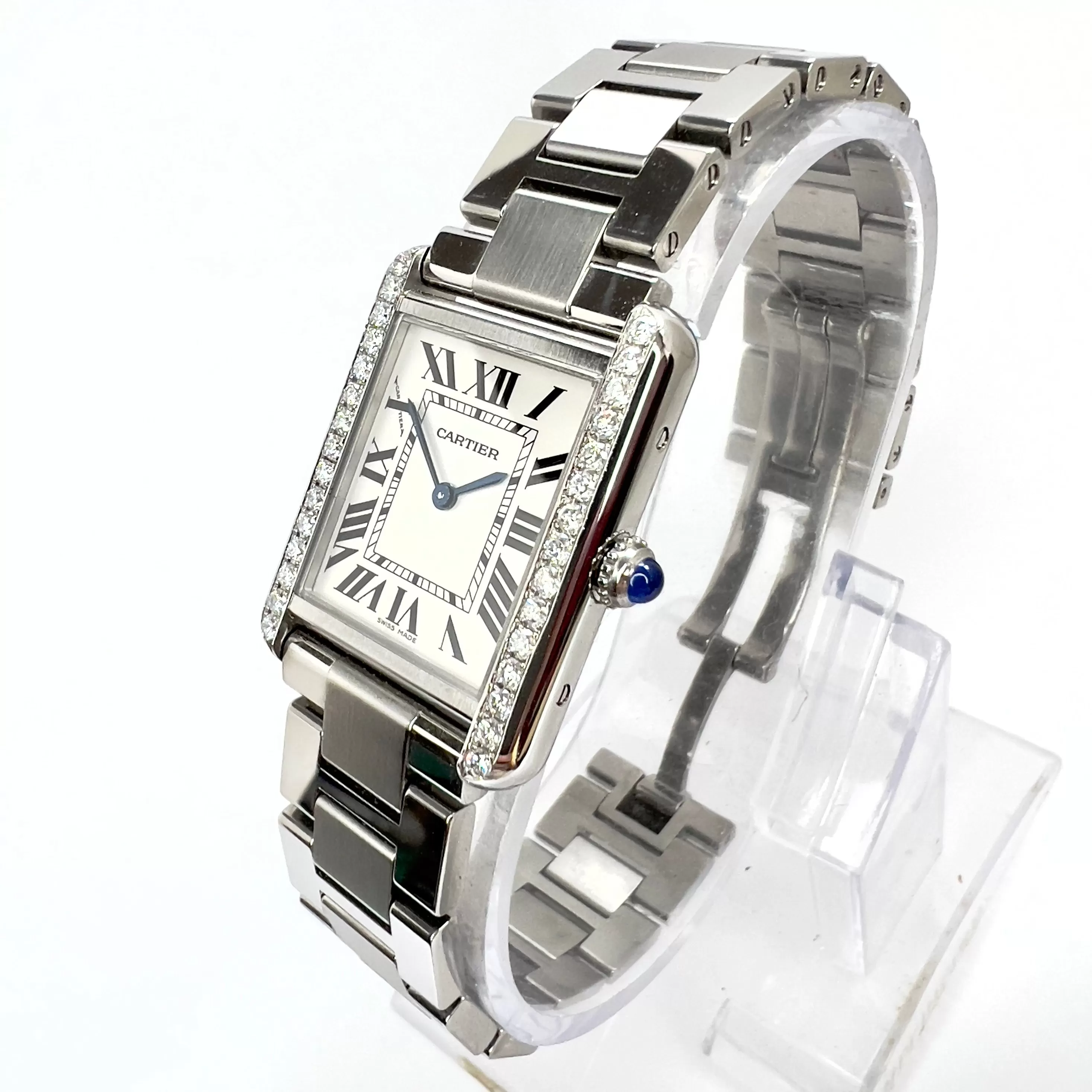 CARTIER TANK SOLO Quartz 24mm Steel 0.63TCW DIAMOND Watch