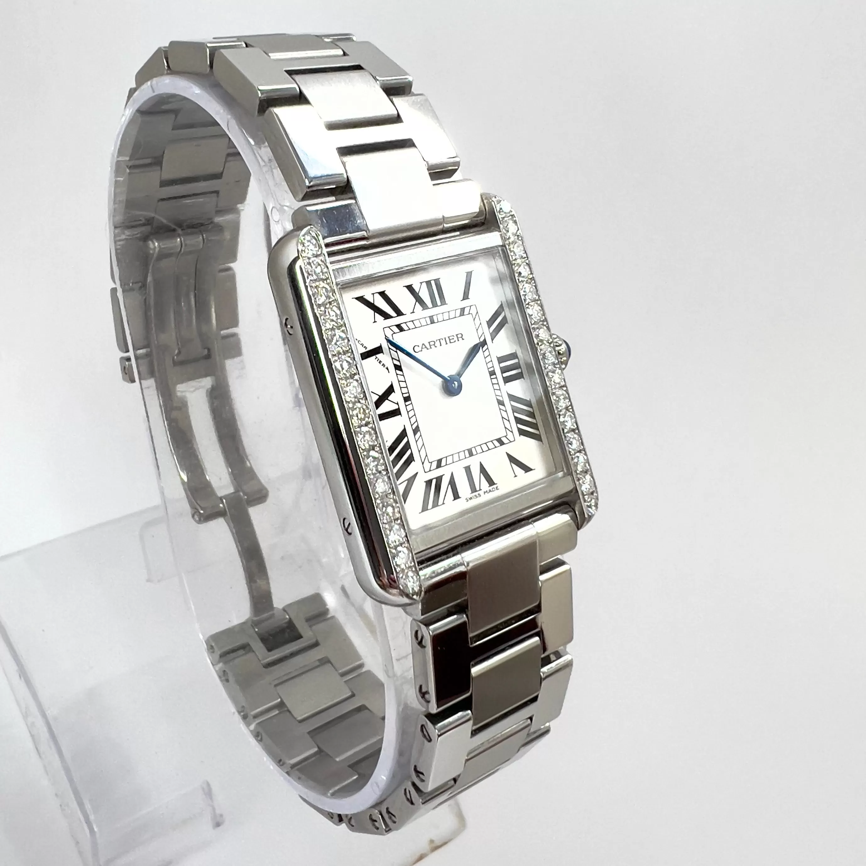 CARTIER TANK SOLO Quartz 24mm Steel 0.63TCW DIAMOND Watch