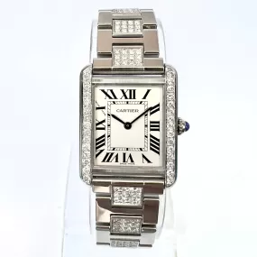 CARTIER TANK SOLO Quartz 24mm Steel 1.53TCW DIAMOND Watch