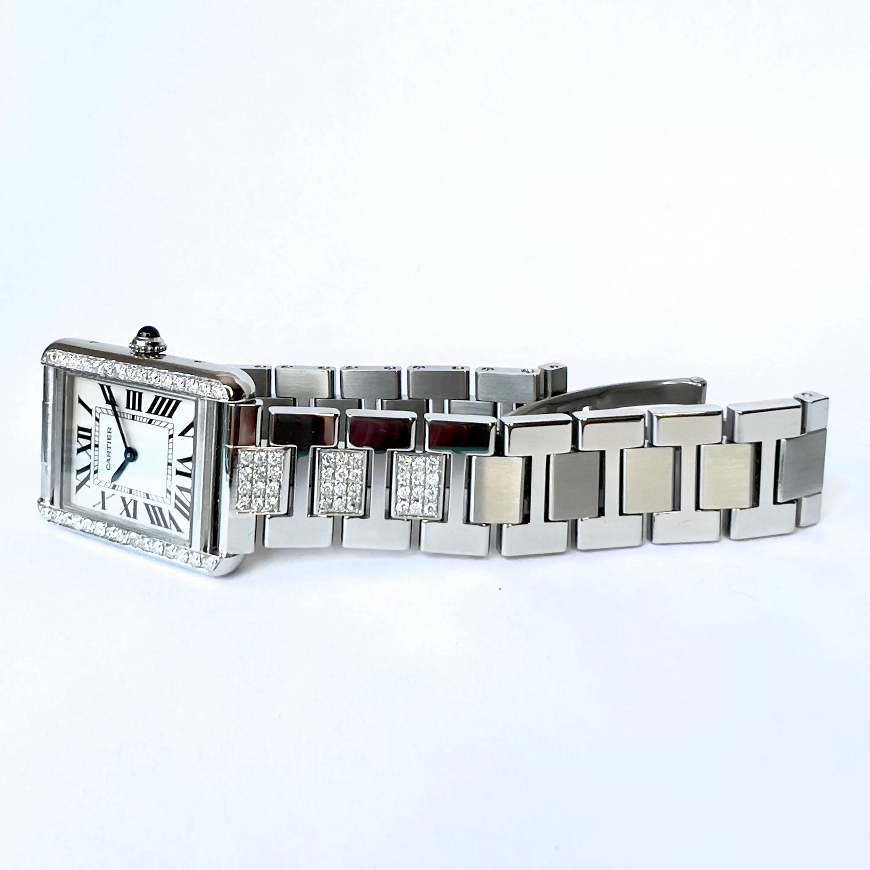 CARTIER TANK SOLO Quartz 24mm Steel 1.53TCW DIAMOND Watch