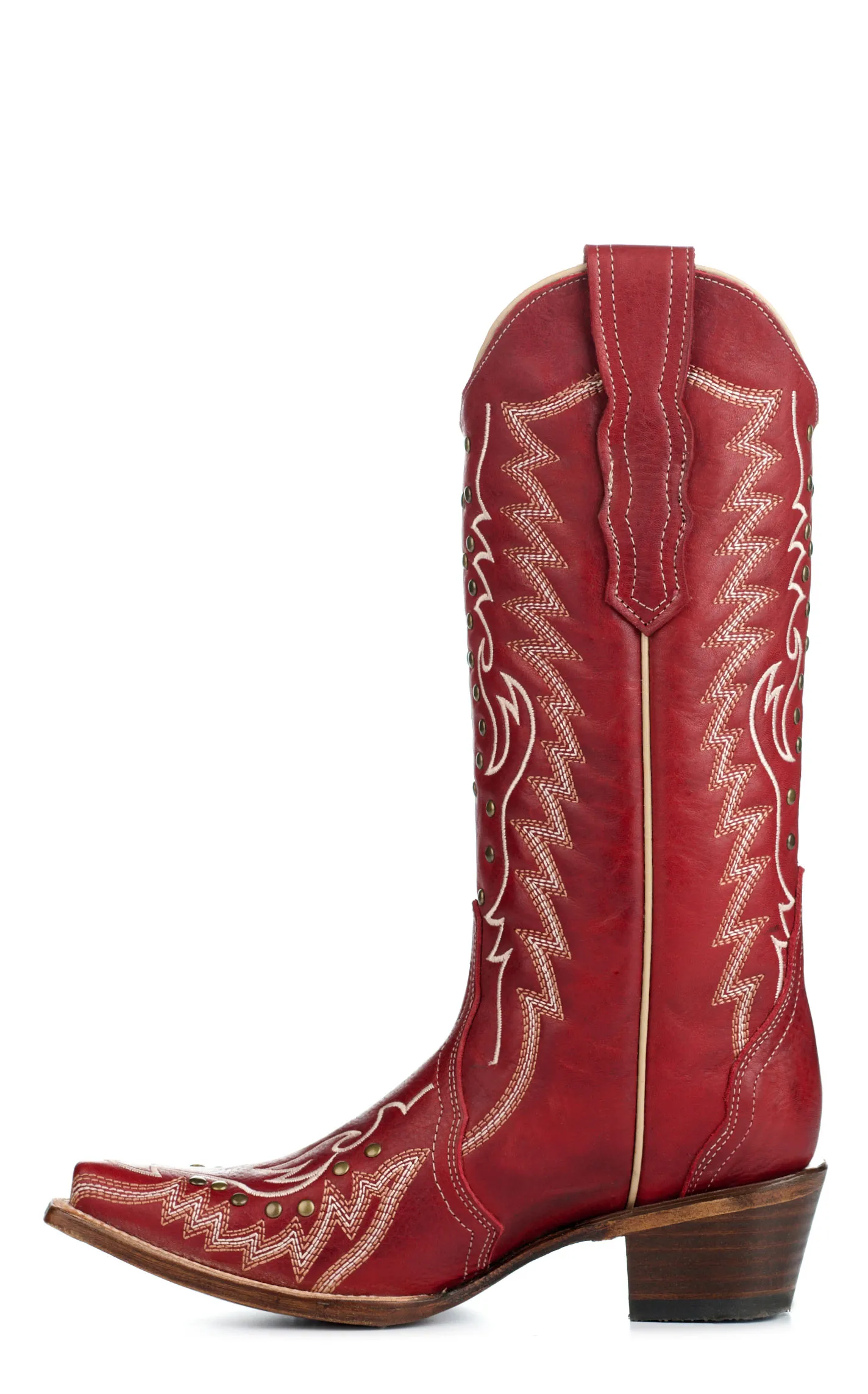 Circle G by Corral Women's Red with Studs Snip Toe Cowboy Boots