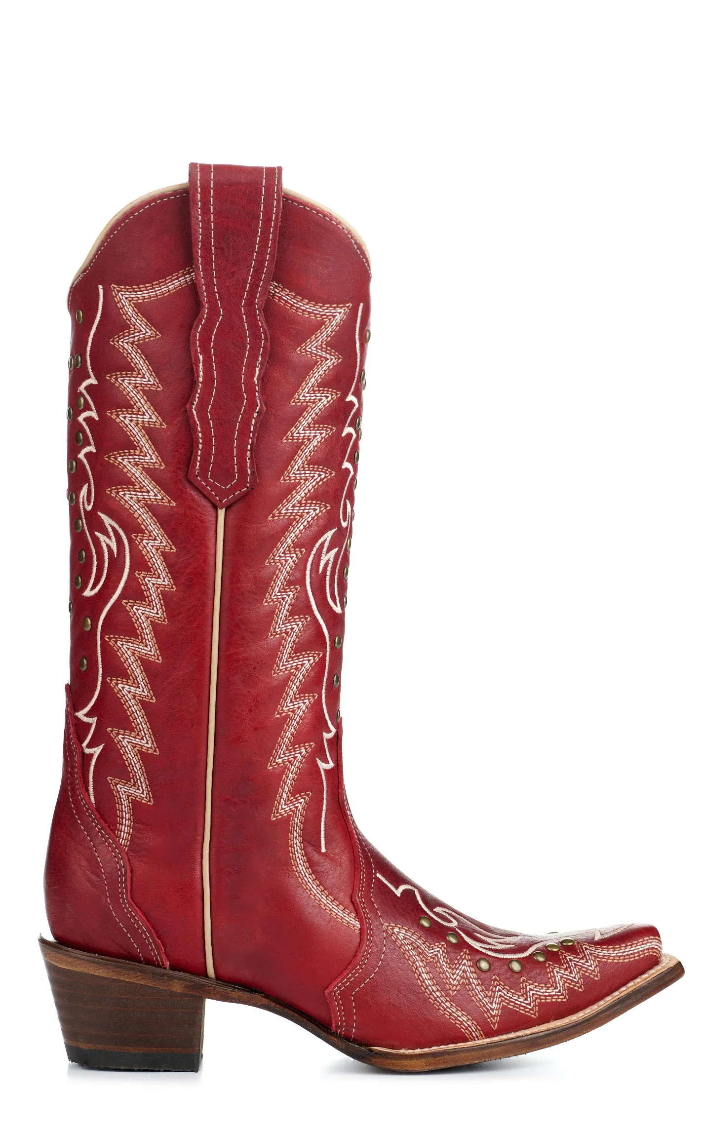 Circle G by Corral Women's Red with Studs Snip Toe Cowboy Boots