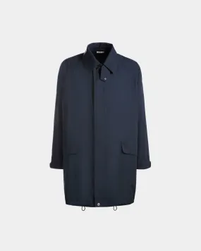 Coat in Navy Blue Nylon 