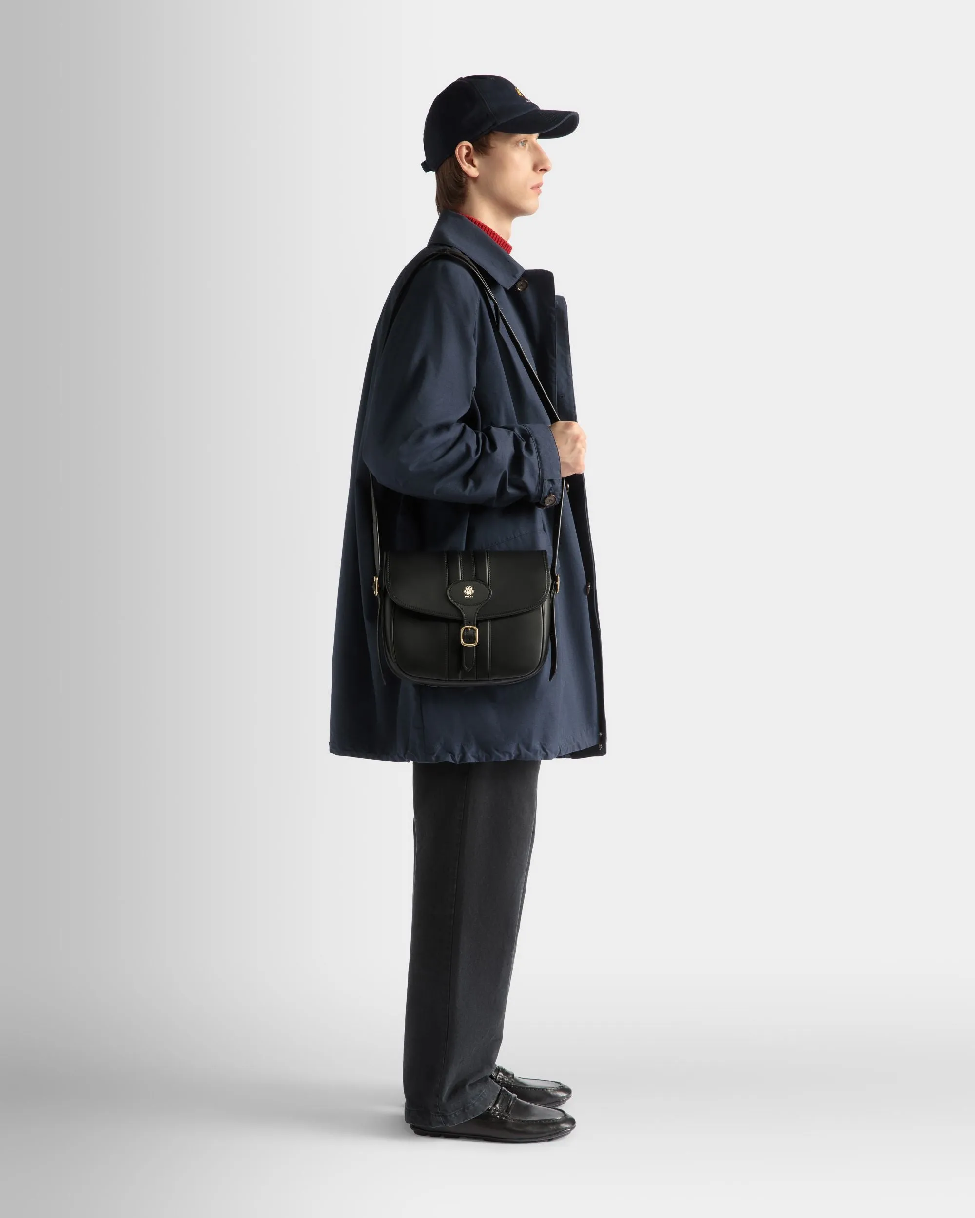 Coat in Navy Blue Nylon 