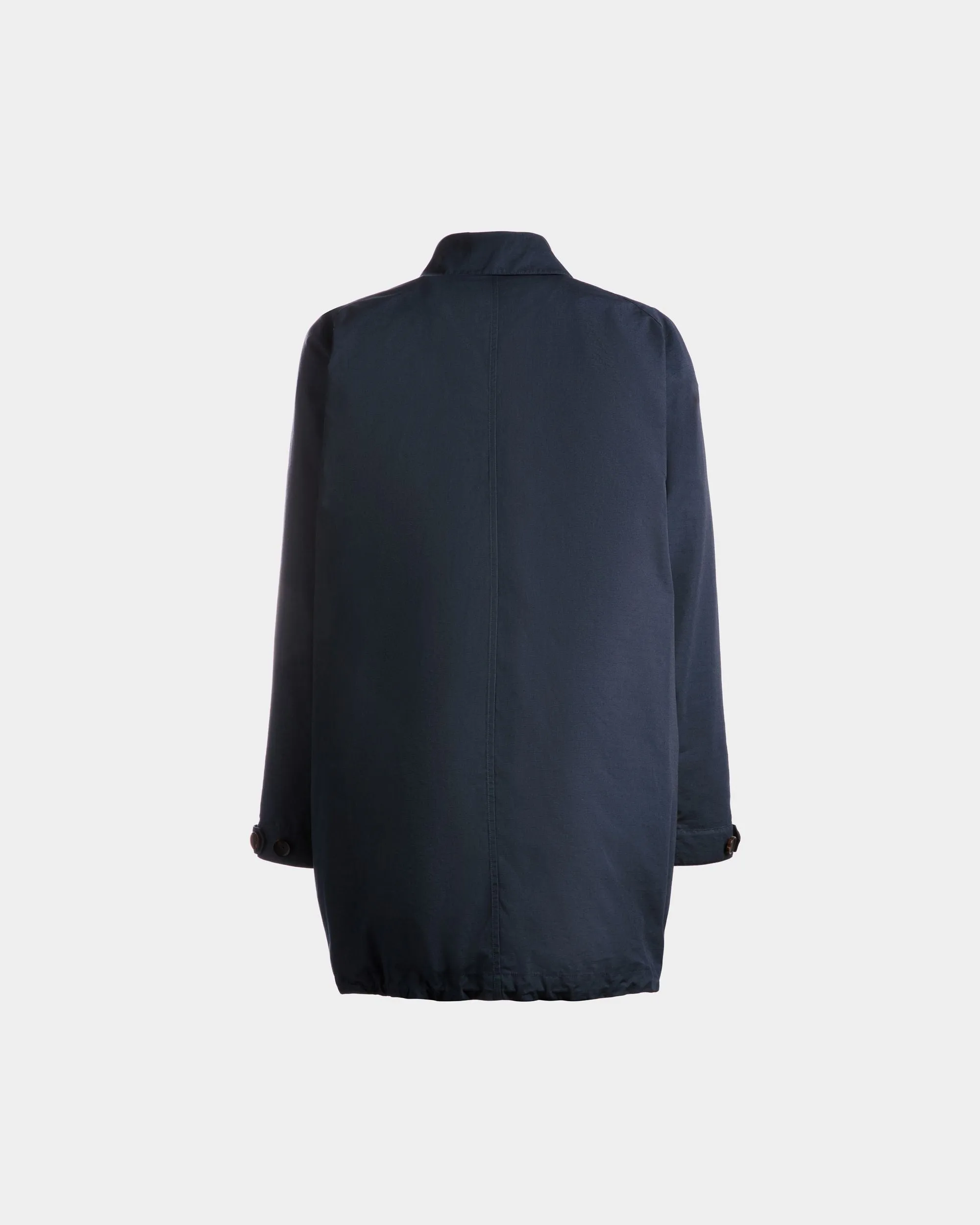 Coat in Navy Blue Nylon 