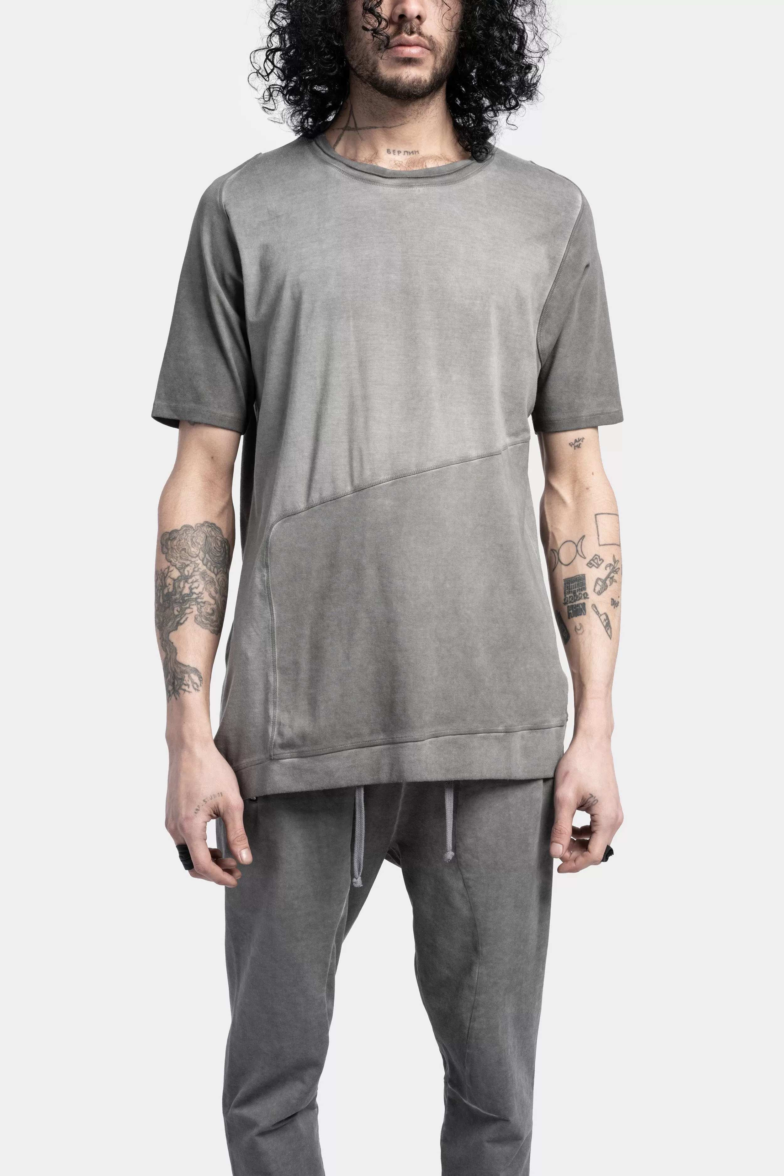 Collar T-Shirt, Cold Dye Grey