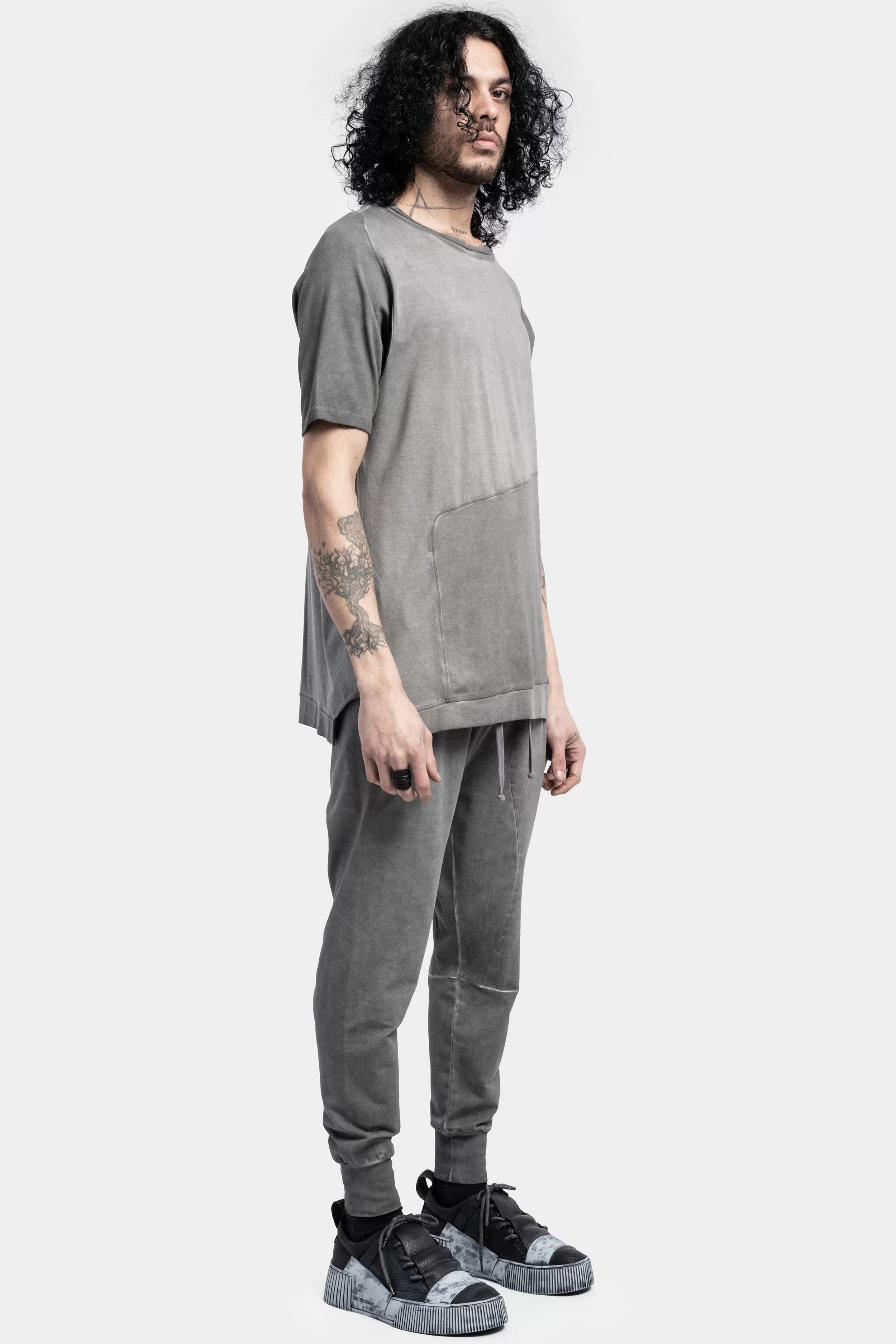 Collar T-Shirt, Cold Dye Grey