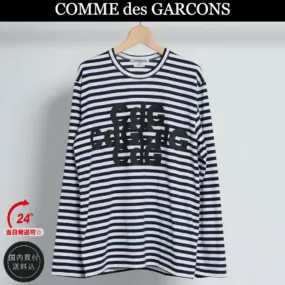 COMME des GARCONS  |Crew Neck Stripes Unisex Street Style Long Sleeves Cotton