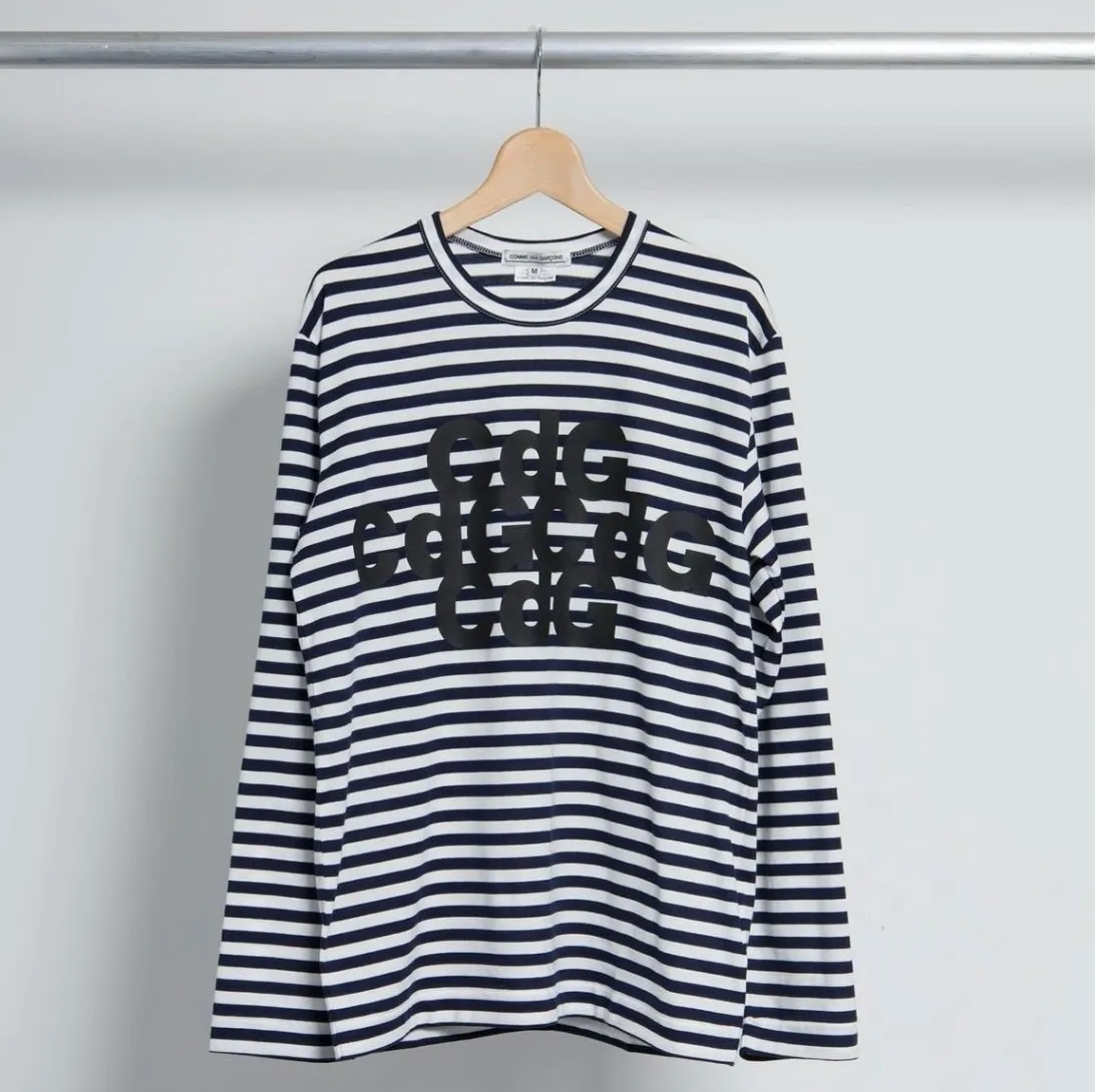 COMME des GARCONS  |Crew Neck Stripes Unisex Street Style Long Sleeves Cotton