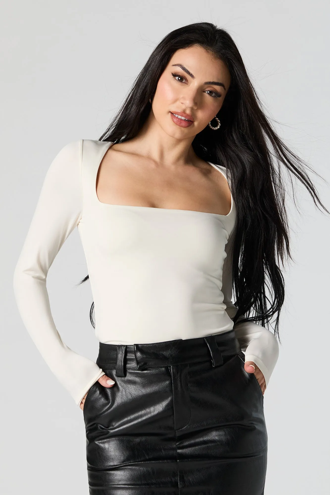 Contour Square Neck Long Sleeve Bodysuit