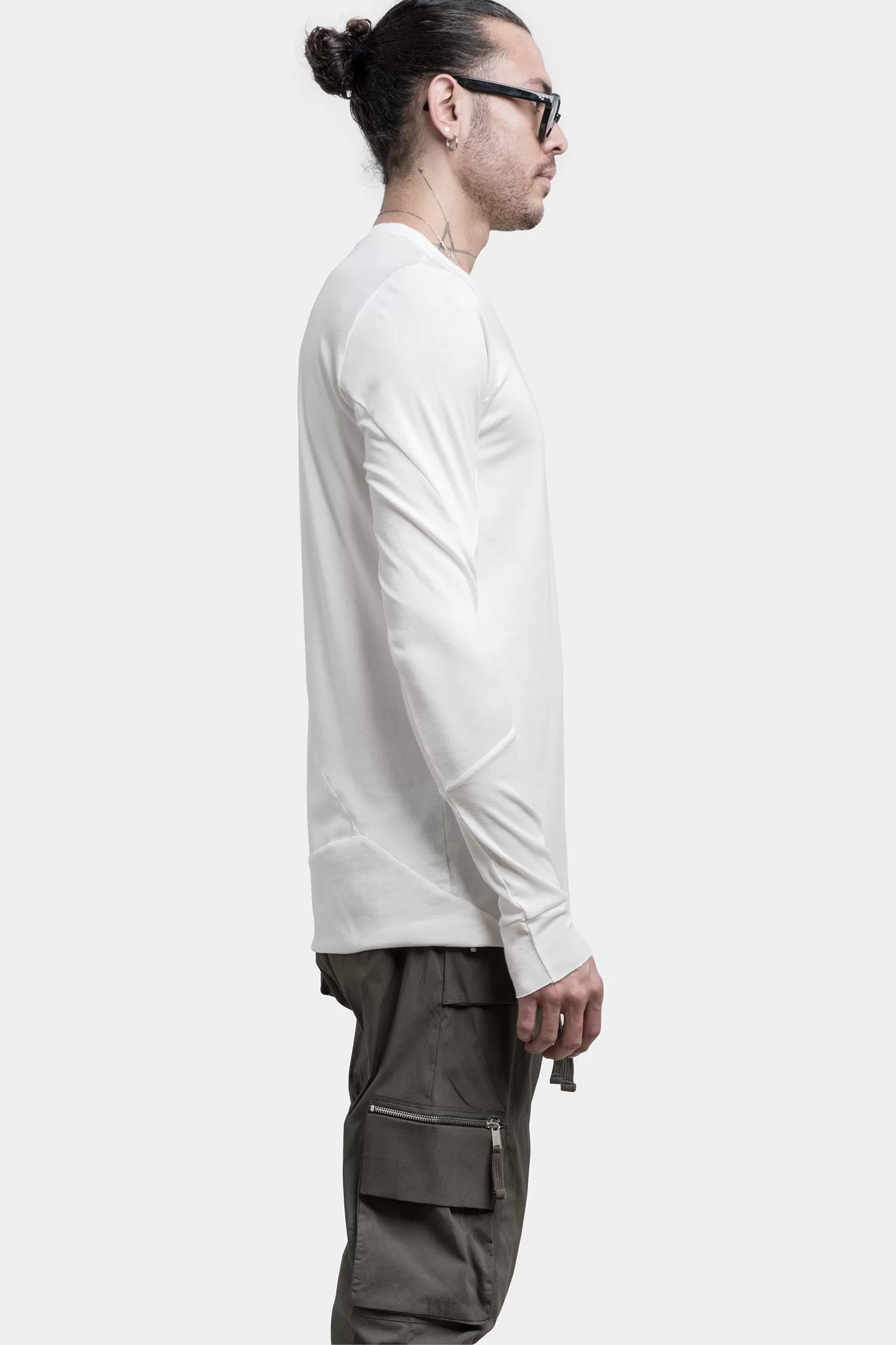 Contrast long sleeve tee, White