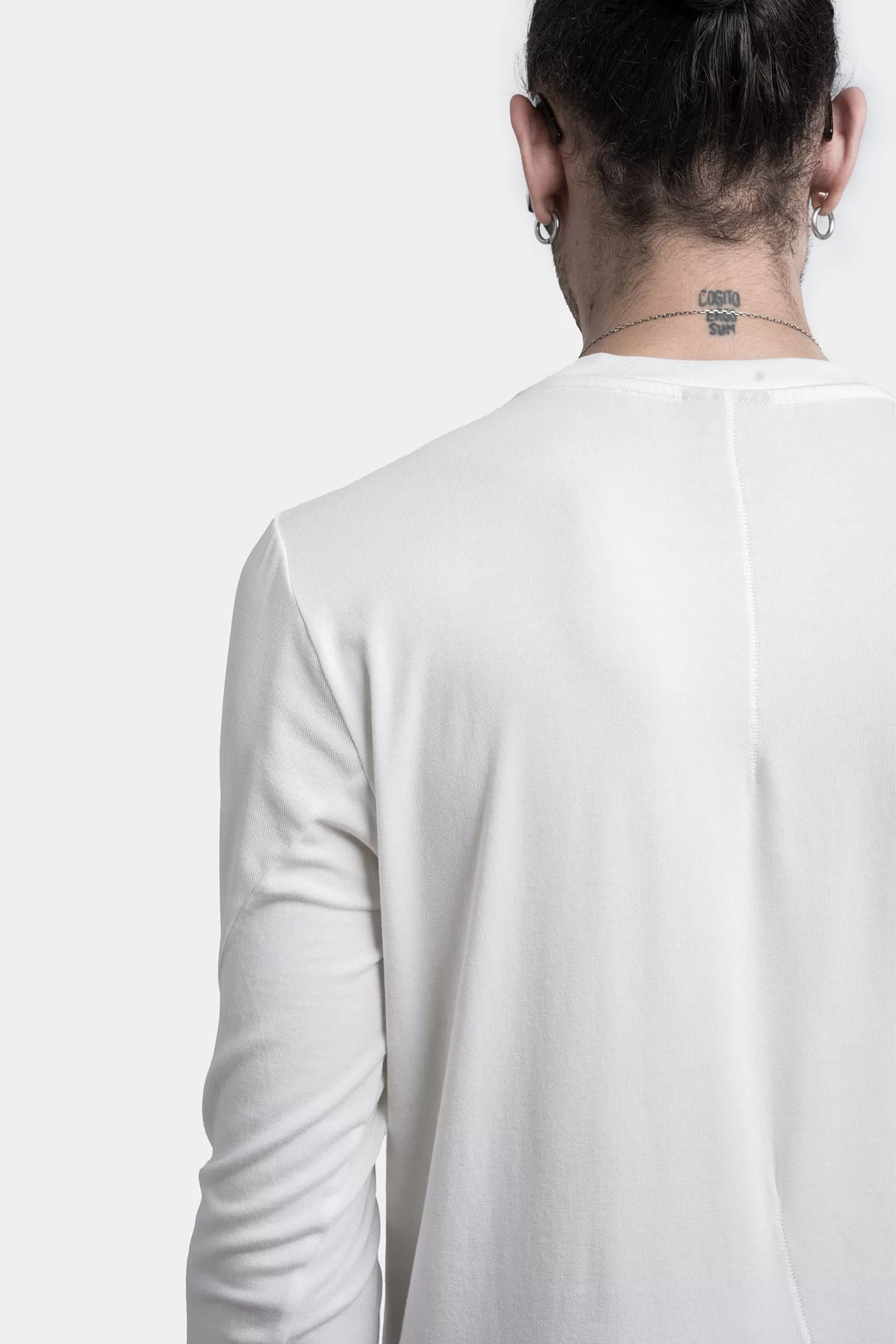 Contrast long sleeve tee, White